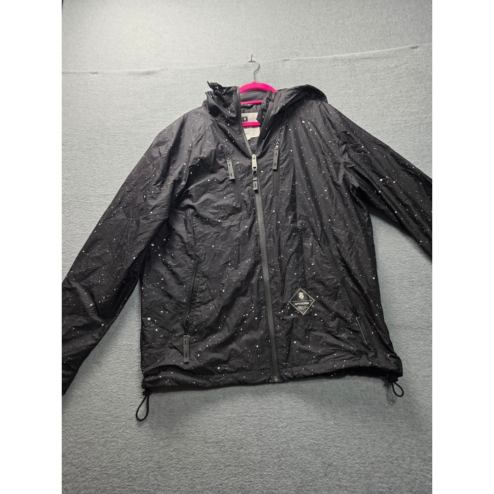 Supremebeing‎ Mens XL Black Paint Splatter Hooded Windbreaker Jacket Full Zip